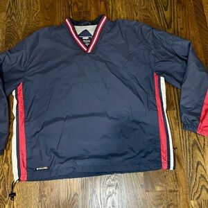 Vintage Holloway Men's L Windbreaker Pullover Jacket Navy Red White Pockets